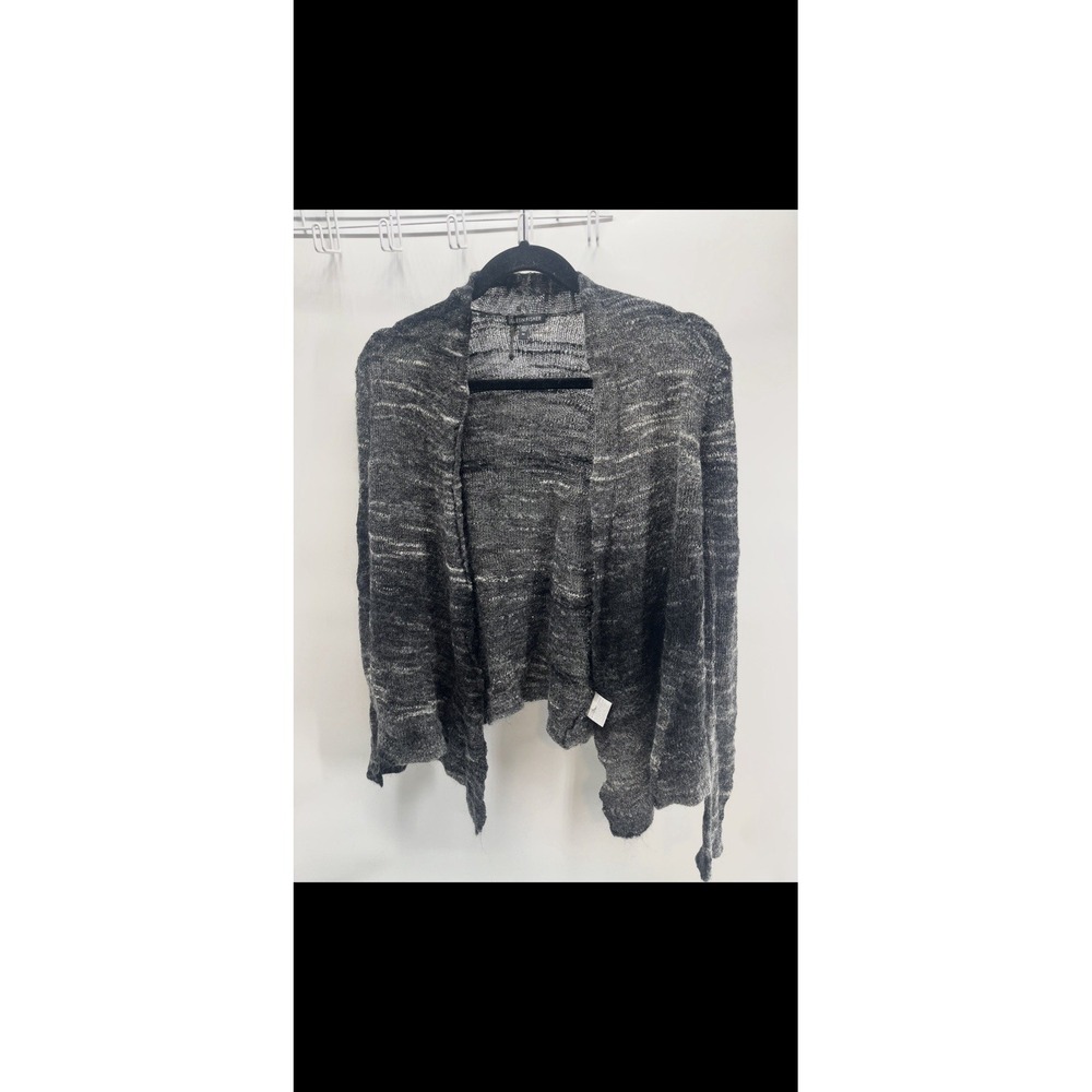 Eileen Fisher Medium  gray marled open front ribbed cardigan Wool Blend Hole‎